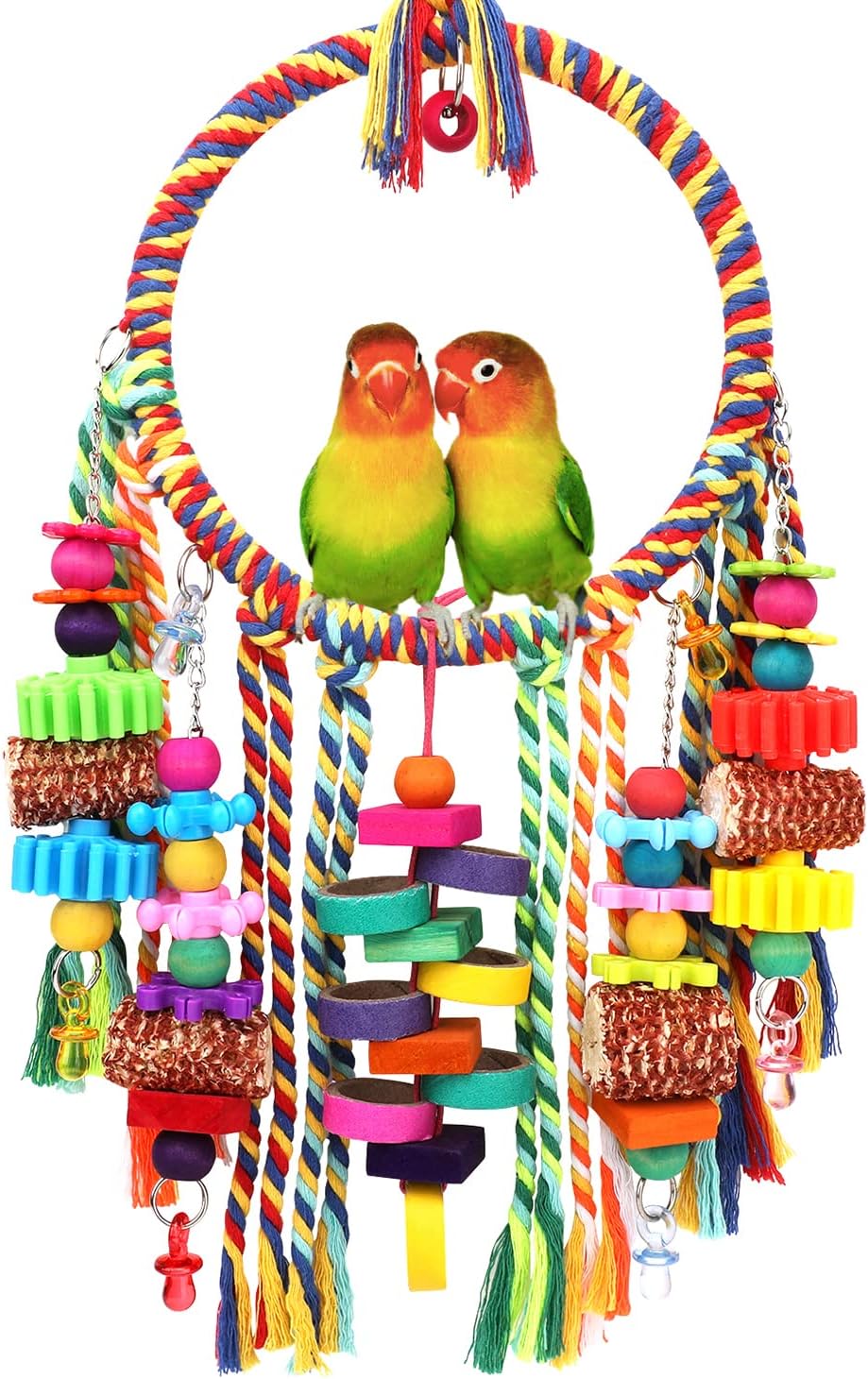 Bird Toys Bird Rope Ring Swing Perch with Corn Cob Cardboard Bagels