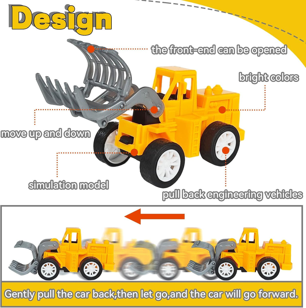 OJYUDD 24 mini pull back construction vehicles in yellow and black - view 5