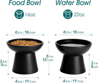 vancasso 2-Pack 6.2" Wide Elevated Cat Bowls - Black / Food & Water Bowl Set - image 2