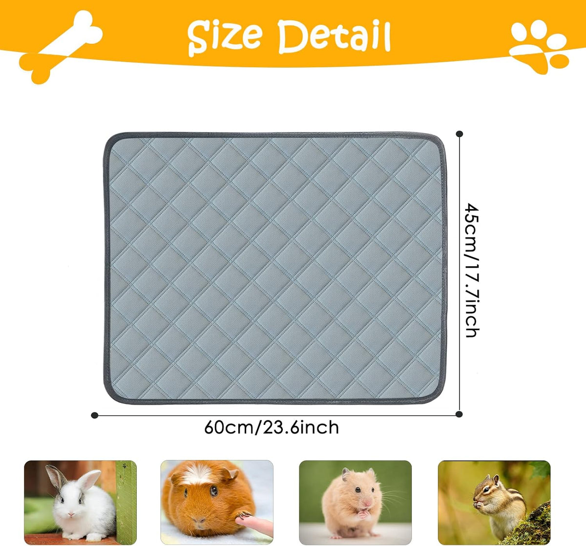 4 Pack Guinea Pig Cage Liners Washable Guinea Pig Bedding Reusable - Light Grey / 24" x 18" (4 Pack) - image 2