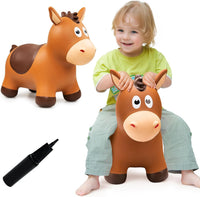 VangeBow Bouncy Horse Animal Hopper Toy for Toddlers 1-5 – Fun for Kids & Family - Brown Saddle Horse