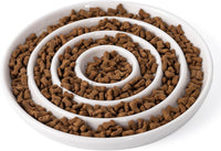 Ceramic Cat Slow Feeder,Shallow and Wide Opening Dish for Whisker Friendly – Essentials for Cats - 3 Rings Maze