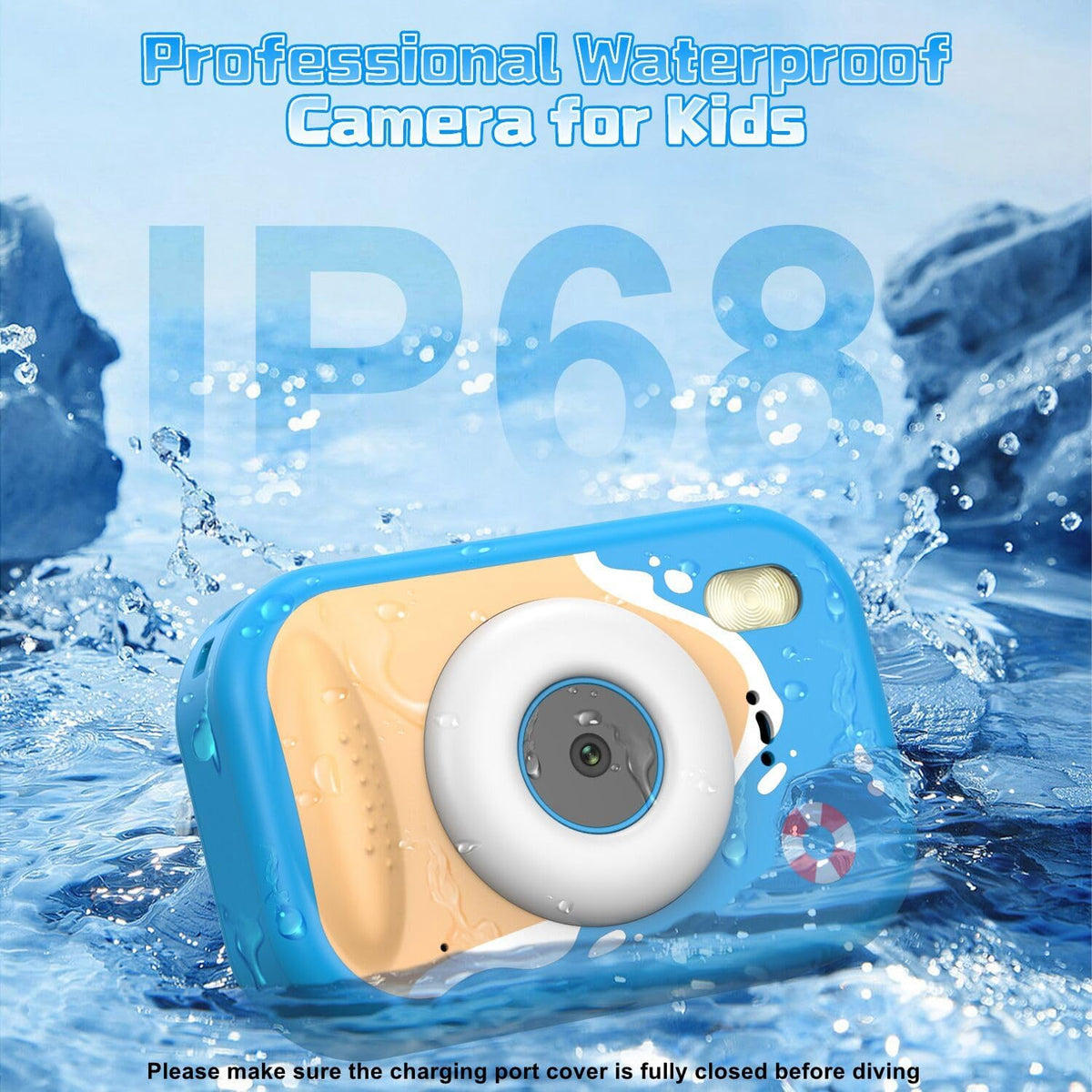 Usteetic pink waterproof kids camera with IP68 rating and lanyard - view 3