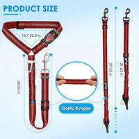 Lukovee Dog Seatbelt Leash for Cars, 2 Pack Pet Safety Seat Belt with Adjustable Buckle & Reflective Bungee, Connect Dog Harness in Vehicle Dogs Restraint Travel Daily Use (Red)