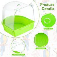 Honeydak 3 Pcs Bird Bath for Cage Parakeet Bath Hanging Box - Fresh Color - image 2