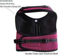 Mini Dachshund Harness, No Armpit Rub, Escape Proof, Reflective - Rose Red / S: Chest 32-41cm (12.5"-16") - image 4