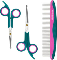 Professional Dog and Cat Grooming Scissors, Pet Grooming Shears - Green 3 in 1