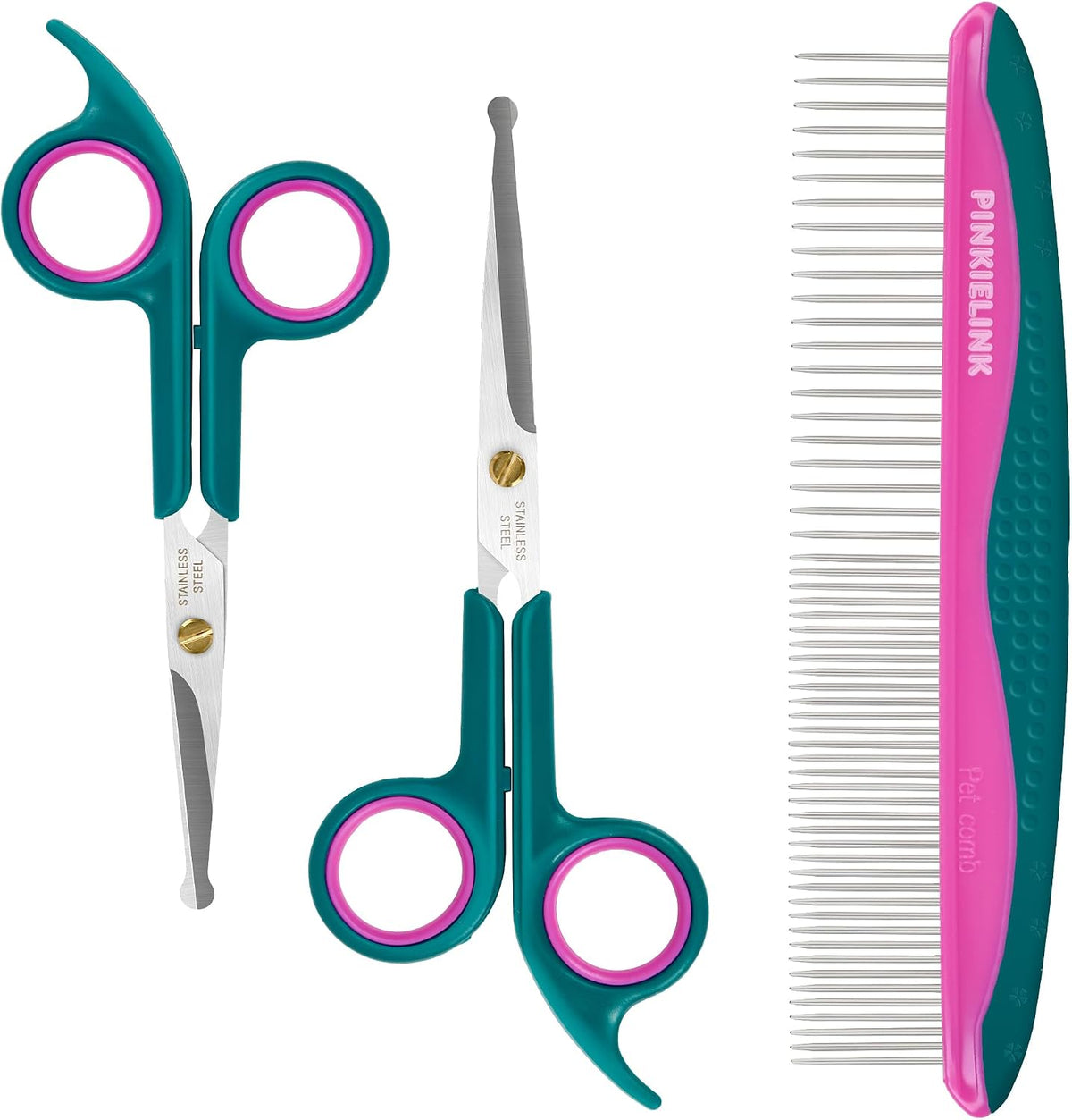 Professional Dog and Cat Grooming Scissors, Pet Grooming Shears - Green 3 in 1