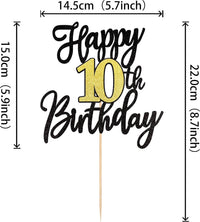 1 PCS Happy 60th Birthday Cake Topper Black Gold Glitter Cheers to 60 - 10th