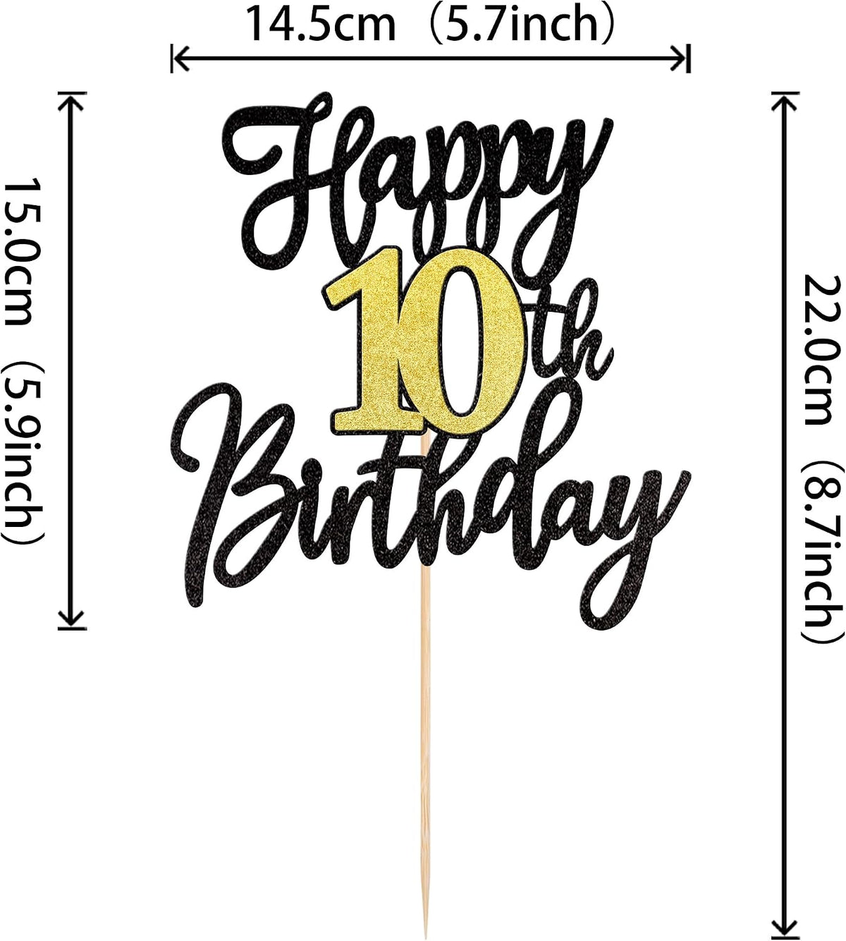 1 PCS Happy 60th Birthday Cake Topper Black Gold Glitter Cheers to 60 - 10th