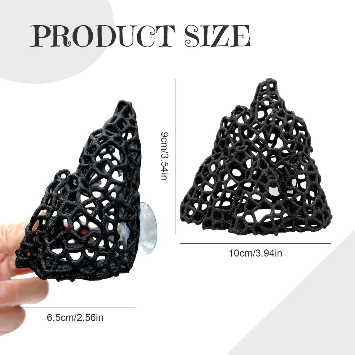 Cave with Suction Cup, Aquarium Betta Fish Hideout Habitat Decor - Black - image 2