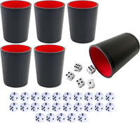 LoKii black and purple leather dice cups with felt lining and dot dice - view 6