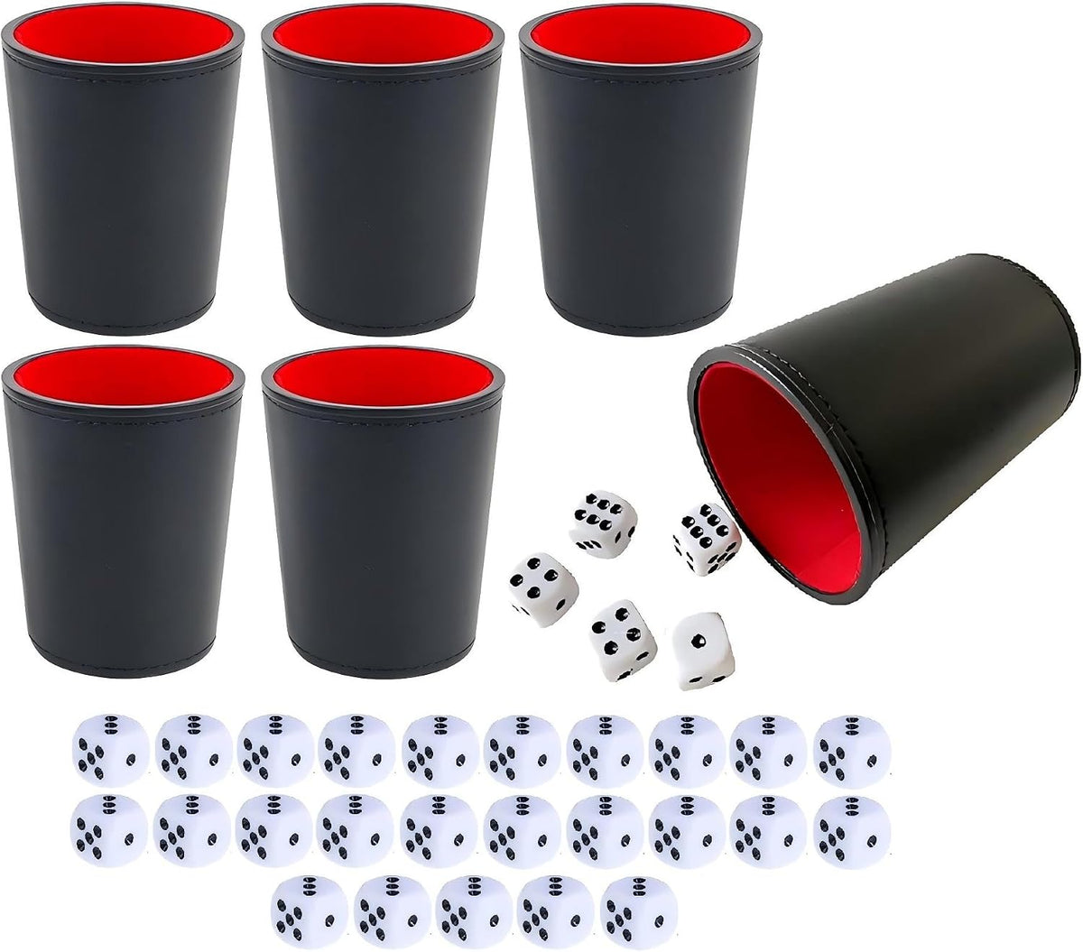 LoKii black and purple leather dice cups with felt lining and dot dice - view 6