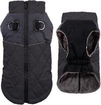 Winter Dog Coats for Small Dogs, Puppy Jacket with Harness - Black(Standard) / XX-Large
