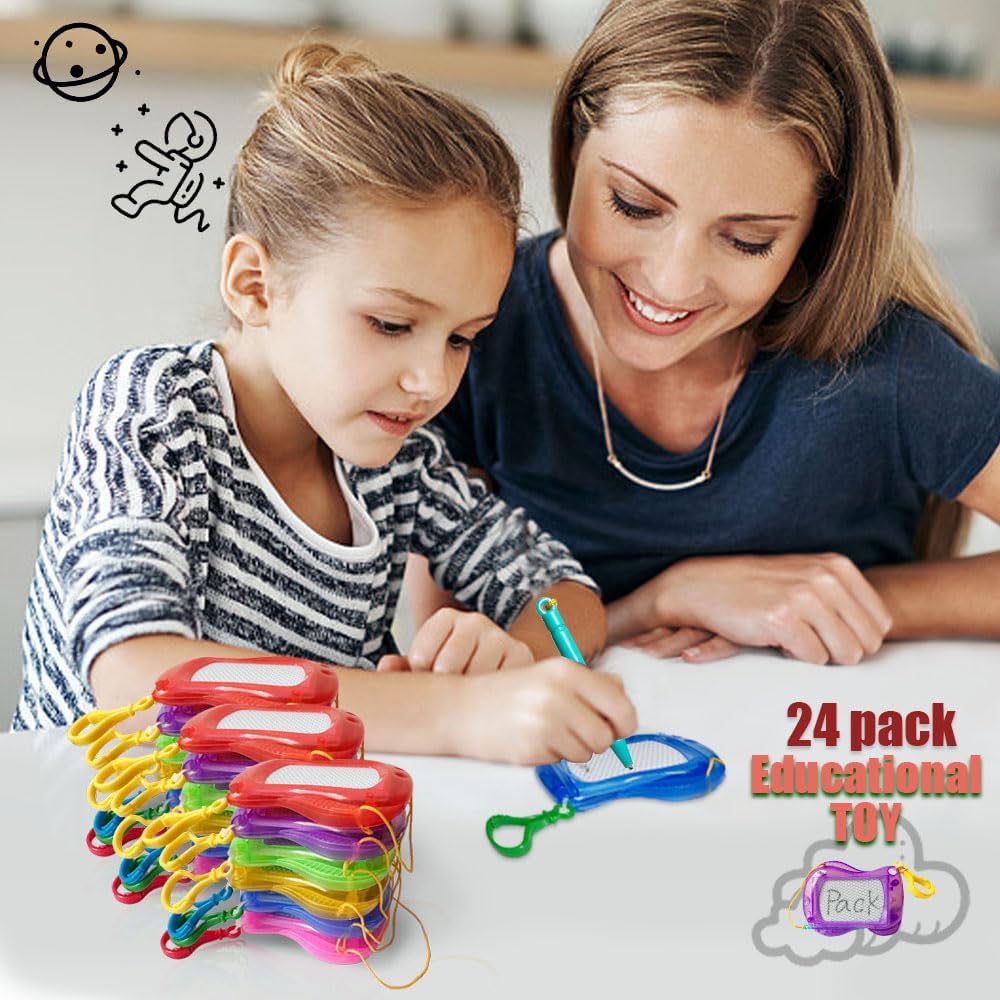 Giliger mini magnetic drawing board keychains with pens and slide erasers, 24 pack - view 4