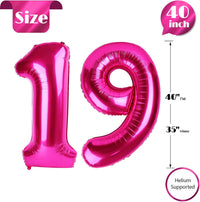 Navy Blue 1 Balloon, Number Balloon 40 Inch - Hot Pink / Number 19 - image 4