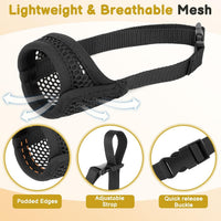 Mesh Muzzle for Short Snout and Small Medium Dogs Anti-Biting – Essentials for Dogs - Black / S [Snout Cir: 6-6.5"] - image 3