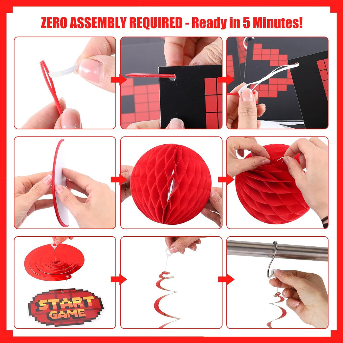 YEOCU Birthday Decorations - Redblack / videogame - image 4