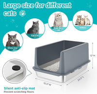 Stainless Steel Litter Box with Lid, Metal Cat Litter Box - 12"H - Grey - image 4