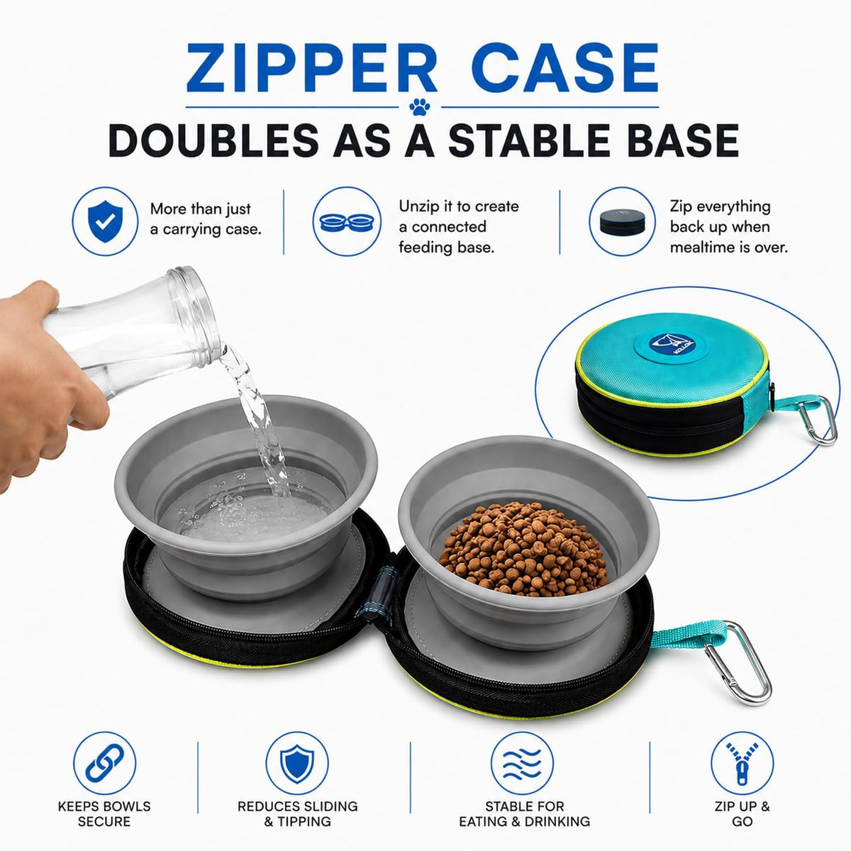 KALLAK Travel Dog Bowls, 2 Collapsible Bowls with Zipper Carrying Case – Essentials for Dogs - image 3