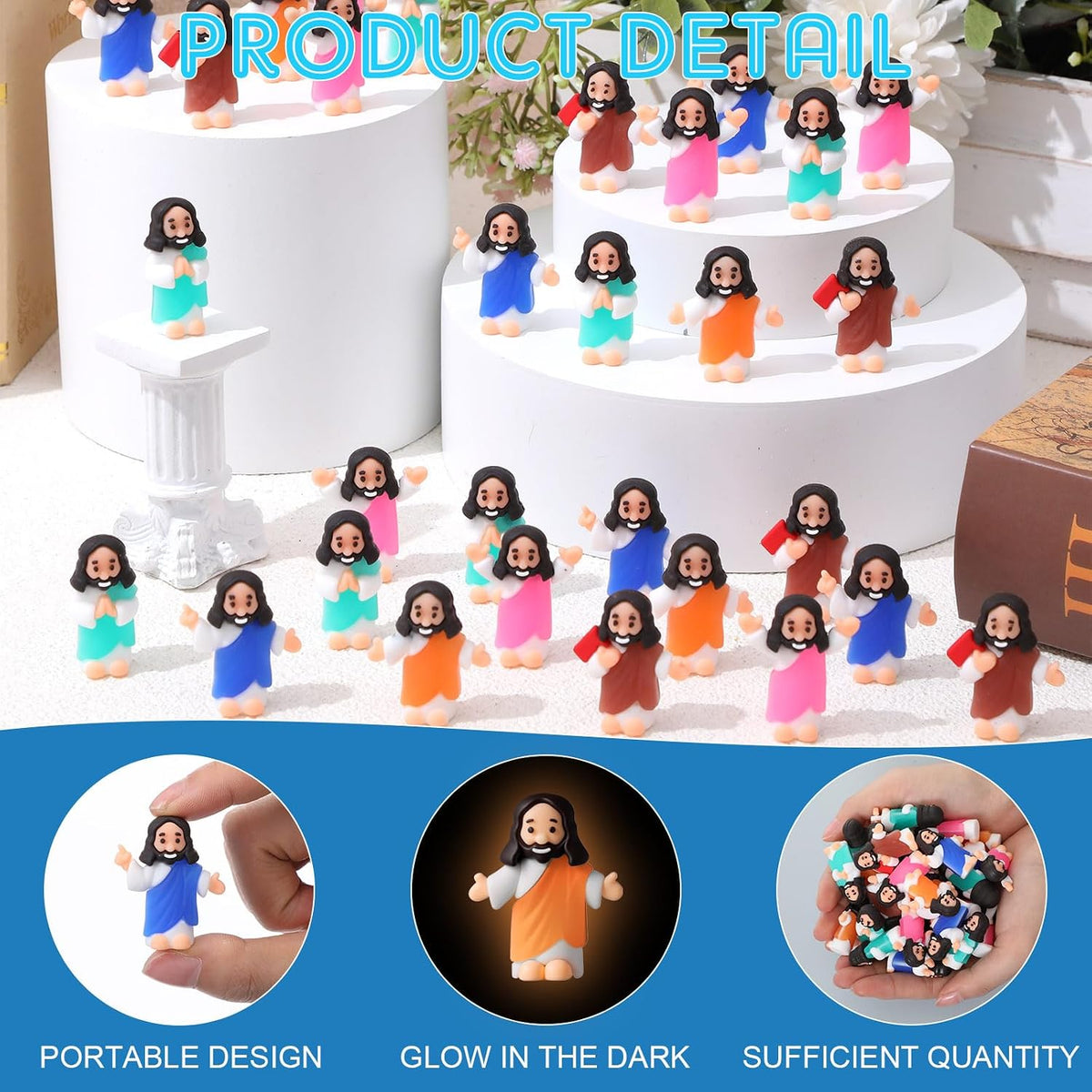 CroBlissful 50 little Jesus figurines that glow in the dark, five colors - view 15