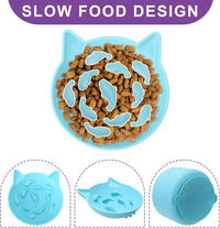 Silicone Cat Slow Feeder, Elevated Slow Feeder Bowl Tilt Design - Blue - image 4