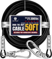 Tie Out Cable for Dogs Up to 300lbs - 50 ft / Black