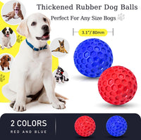 2 Pack Indestructible Squeaky Dog Balls for Aggressive Chewers - Blue+Red - image 2