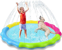Jasonwell non slip splash pad sprinkler for kids and dogs spraying water in a backyard - view 5
