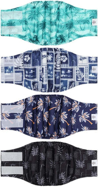 CuteBone Dog Diapers Male 4 Pack Puppy Wraps Reusable Doggie Belly - Paradise Palms / L(17"-21")