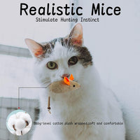Cat Toys for Indoor Cats, 3Pcs Large 8.9" Plush Mouse Kitten Toys with Bell Tail Sound, Organic Catnip with Silvervine, Individually Packaged Dental Chew Matatabi for Exercise & Oral Health