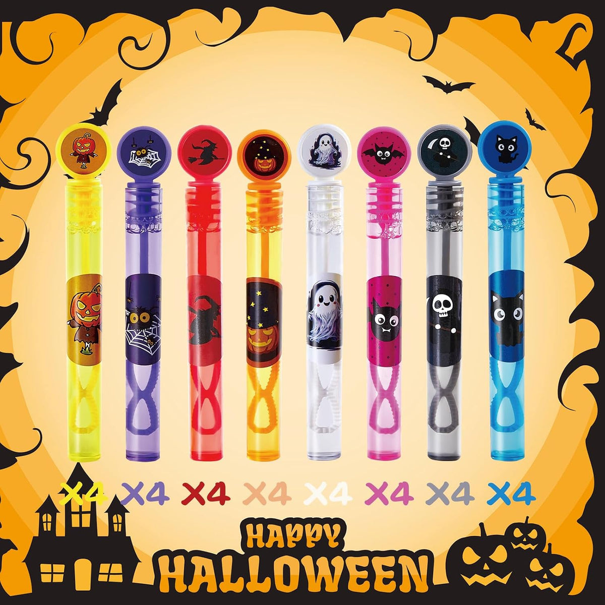 Digwry Halloween mini bubble wands with Halloween-themed stickers - view 5