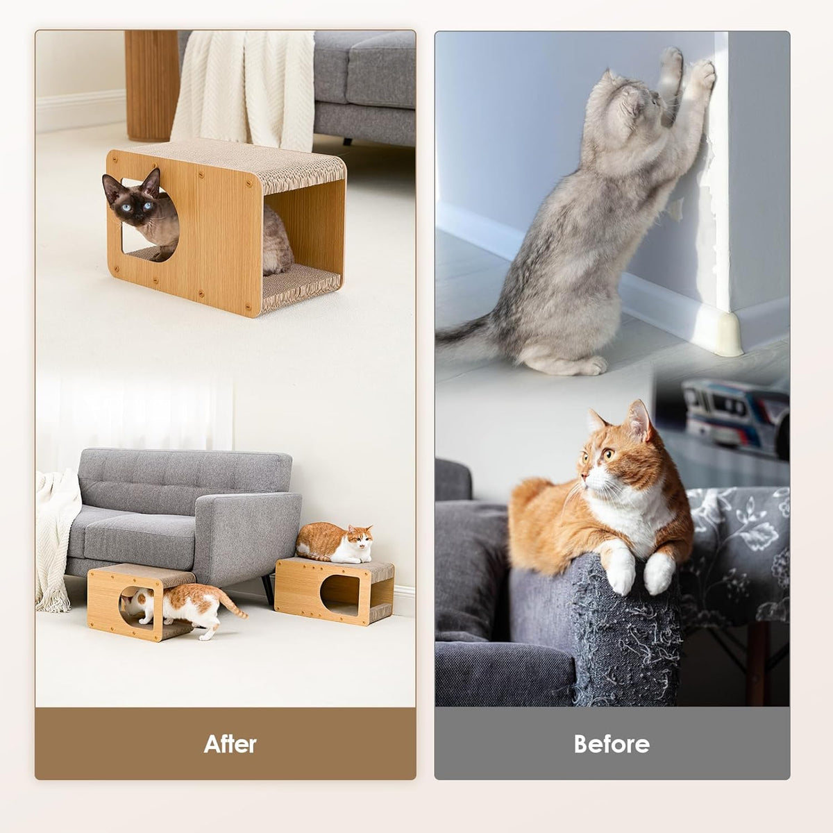 EHEYCIGA Cardboard Cat Scratcher House - 17x9.5x10.5inch / Brown - image 3