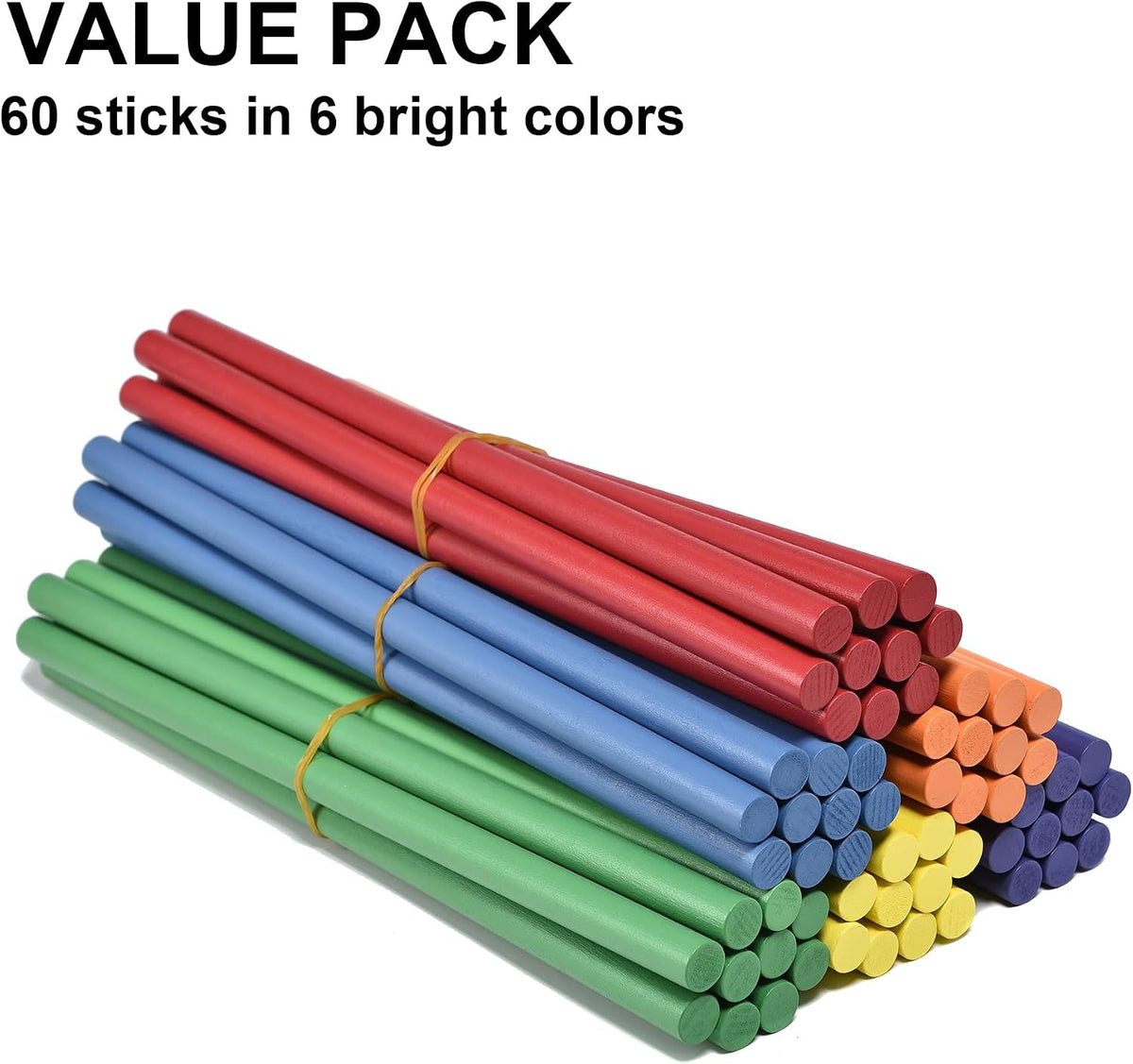 DOMG 60 pack rhythm sticks for kids in six bright colors, 12 inch birch lummi sticks - view 6