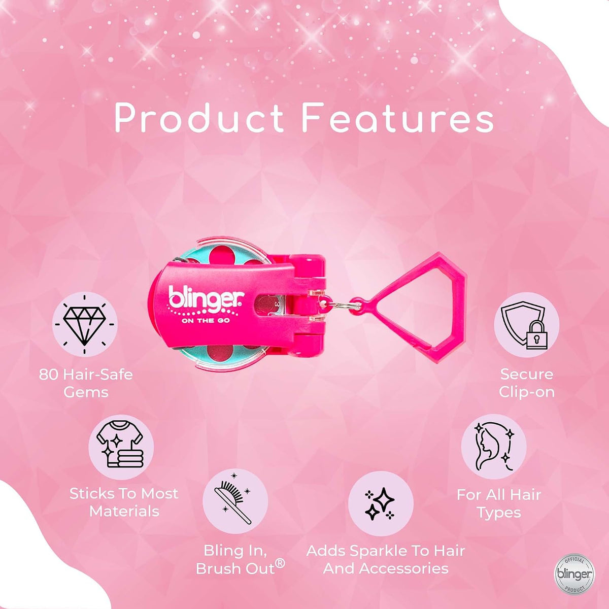 blinger mini starter set with clip-on gem styling tool and 10 mini rhinestone discs - view 5