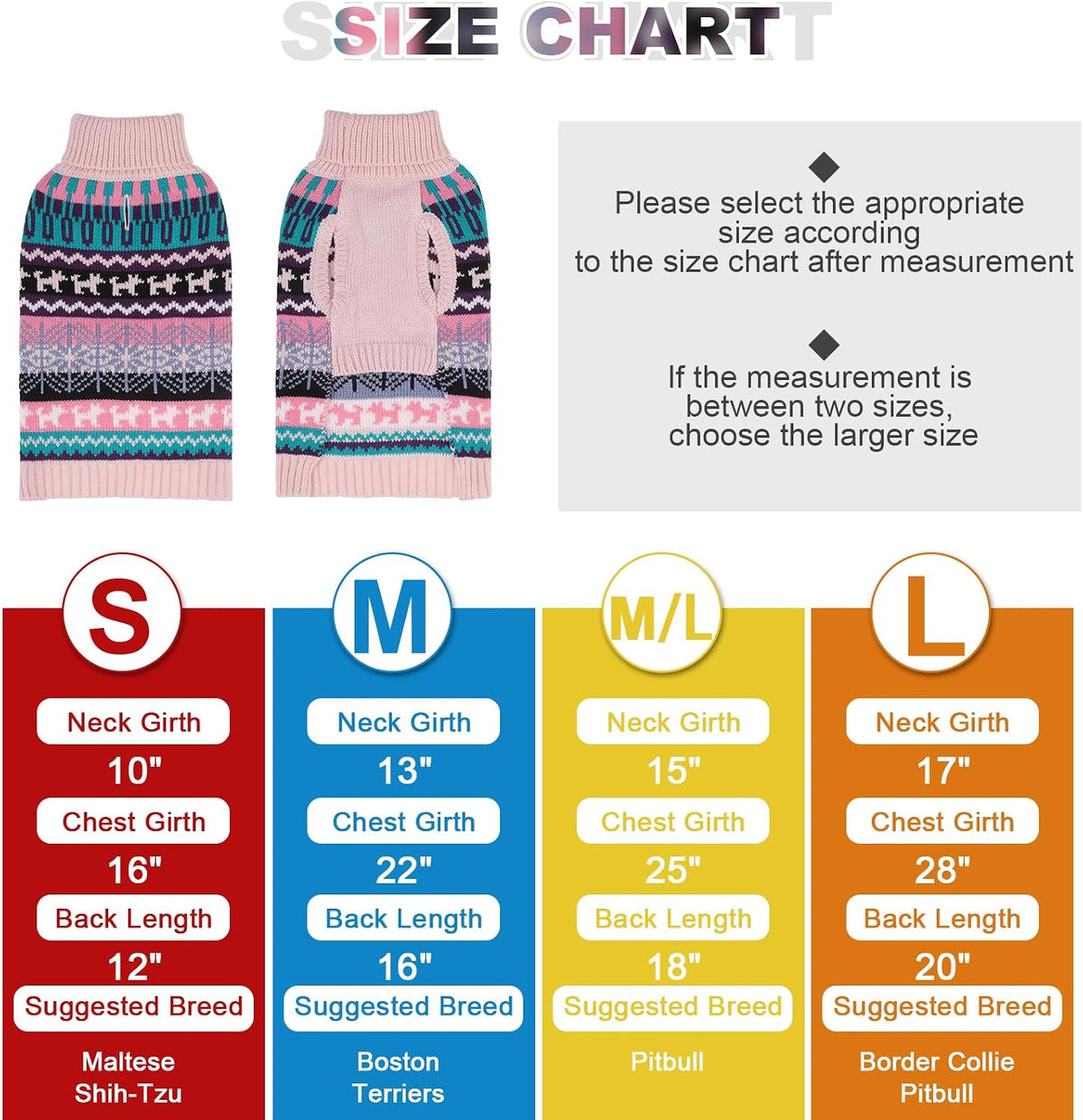 Dog Sweater - Winter Coat Apparel Clothes with Colorful Stripes for Cold Weather – Essentials for Dogs - Small / Pink - image 2