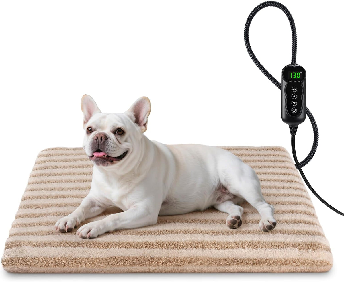 Large Pet Heating Pad, Adjustable Temperature with Timer - Beige / M (28'' x 20'')