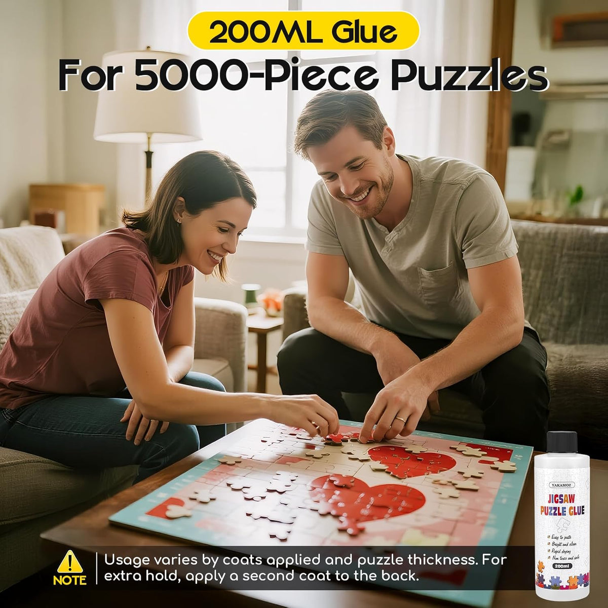 YAKAMOZ Jigsaw Puzzle Glue Clear, Quick Drying with Scraper - 200ml - image 4