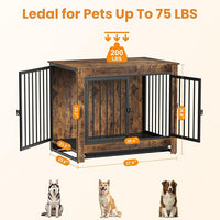 Dog Crate Furniture, Dog Crate End Table for Medium and Large Dogs,Wooden Cage Kennel Furniture Indoor, Modern Dog Crate with Multi-Purpose Removable Tray, Double-Doors Dog Furniture