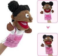 Family Hand Puppets,Puppets for Kids Role Paly Family Members 13.4 INCH Multi-Ethnic Puppets Plush - Black-girl - image 2
