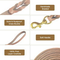 Guiding Star Leather Dog Leash 6ft x 3/4 inch Heavy Duty Training - Light Brown / 6ft x 3/4 inch - image 3