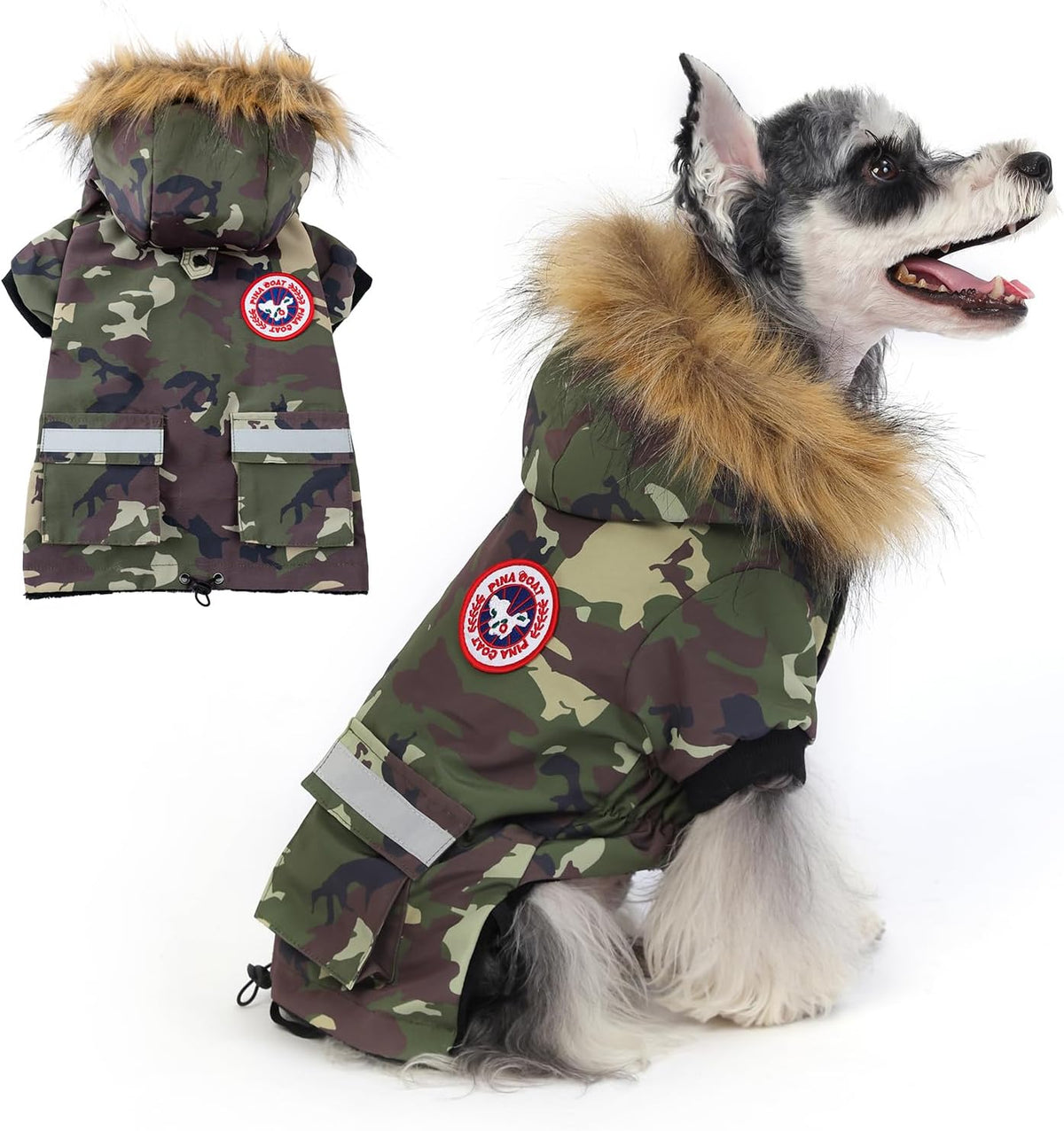 Small Dog Coats, Waterproof - 2XL(Chest 25.5") / Green Camo