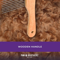 Paw Brothers poodle comb with wooden handle and extra long stainless steel teeth - view 2