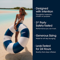 FUNBOY Giant 46" Vintage Pink Stripe Pool Tube Float with Cup Holder – Fun for Kids & Family - Navy Blue - image 4