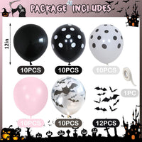 Froova black and white Halloween balloons with ghost and bat prints and bat stickers - view 11