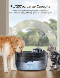 7L/1.8Gal Dog Water Fountain for Large Dog - Clear Blue Pet Fountain+2 Filters - image 2