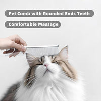 Stainless Steel Dog Comb - Cat Combs with Rounded Ends Teeth - Professional Metal Pet Grooming Removes Tangles Knots for Dogs Cats 7.6IN/1.42IN