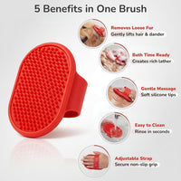 Pets&Goods Rubber Grooming Brush for Dogs & Cats - Red - image 2