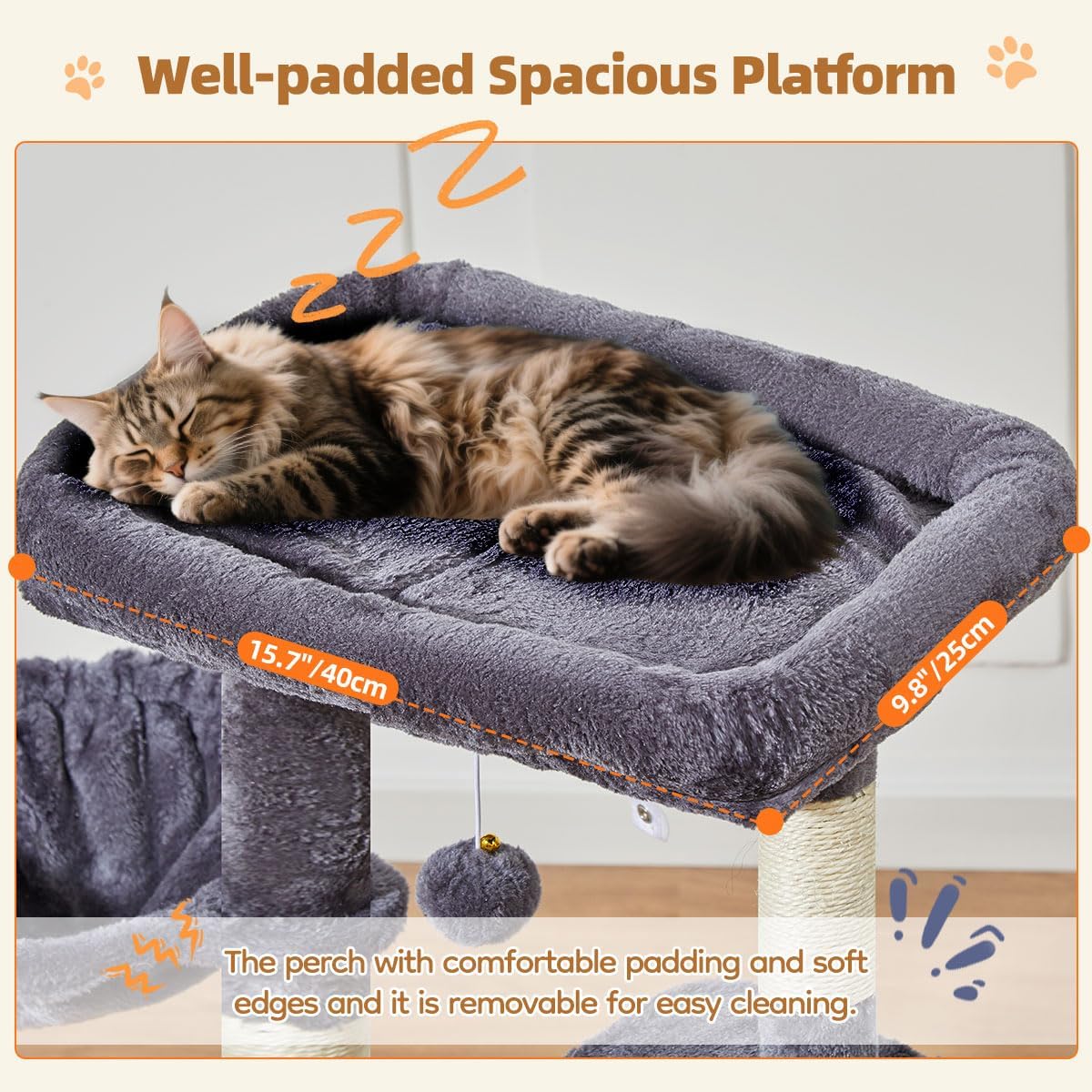 Taoqimiao Cat Tree, Suitable for Kittens - Smoky Gray / 38.5 Inches - image 4
