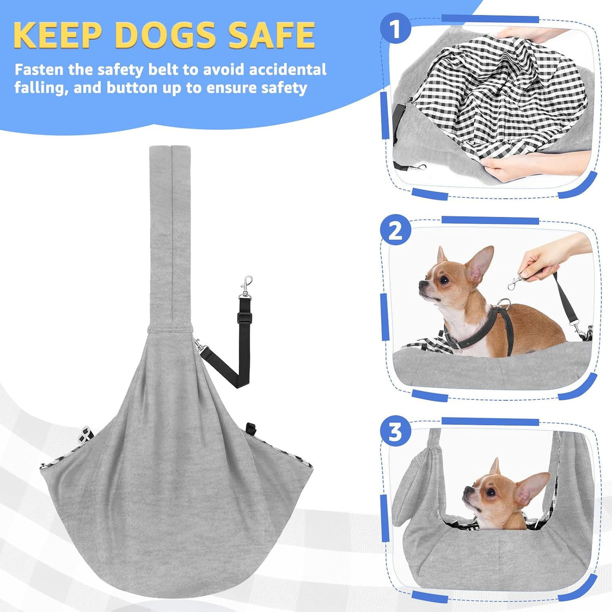 SlowTon Dog Carrier Sling - D-Light Grey Knitted Fabric / For Pets 6-12lbs - image 4